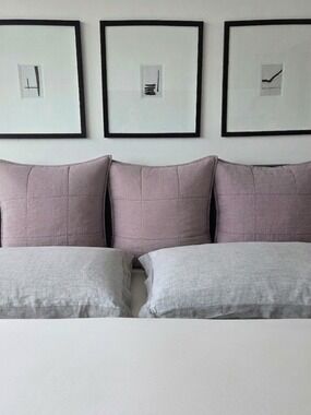 Restoration Hardware Quilted Euro Shams – Linen/Cotton Blend (Set of 3 – Covers)